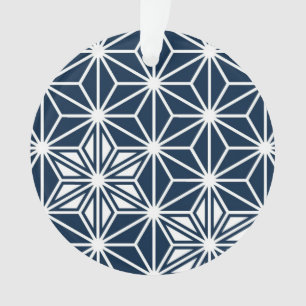 Japanisches Asanoha-Muster - Indigoblau und weiß Ornament