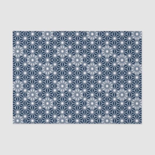 Japanisches Asanoha-Muster - Indigoblau und weiß Seidenpapier (Vorderseite)