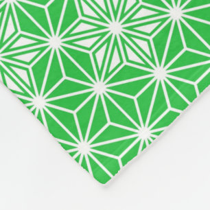 Japanisches Asanoha-Muster - Jadegrün Fleecedecke