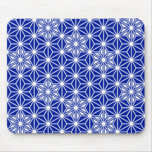 Japanisches Asanoha-Muster - kobaltblau Mousepad