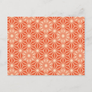Japanisches Asanoha-Muster - Korallenorange Postkarte