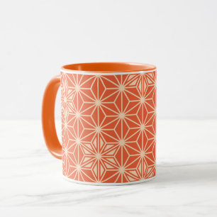 Japanisches Asanoha-Muster - Korallenorange Tasse