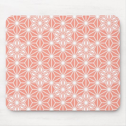 Japanisches Asanoha-Muster - Korallenrosa Mousepad (Vorne)