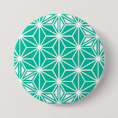 Japanisches Asanoha-Muster - pfauenblau Button (Vorderseite)