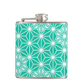 Japanisches Asanoha-Muster - pfauenblau Flachmann (Vorderseite)