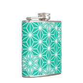 Japanisches Asanoha-Muster - pfauenblau Flachmann (Rechts)