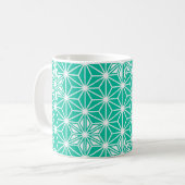 Japanisches Asanoha-Muster - pfauenblau Kaffeetasse (Vorderseite Links)