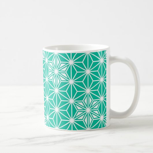 Japanisches Asanoha-Muster - pfauenblau Kaffeetasse (Rechts)