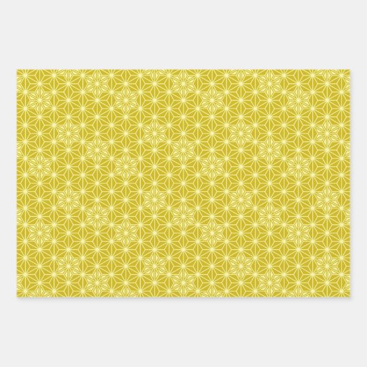 Japanisches Asanoha-Muster, rot, schwarz/weiß, Gol Geschenkpapier Set (Vorderseite 3)