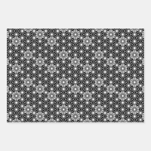 Japanisches Asanoha-Muster, rot, schwarz/weiß, Gol Geschenkpapier Set (Vorderseite 2)