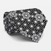 Japanisches Asanoha-Muster - Schwarz-Weiß Krawatte (Gerollt)