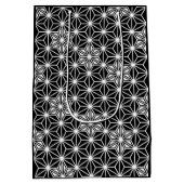 Japanisches Asanoha-Muster - Schwarzweiß Mittlere Geschenktüte (Rückseite)