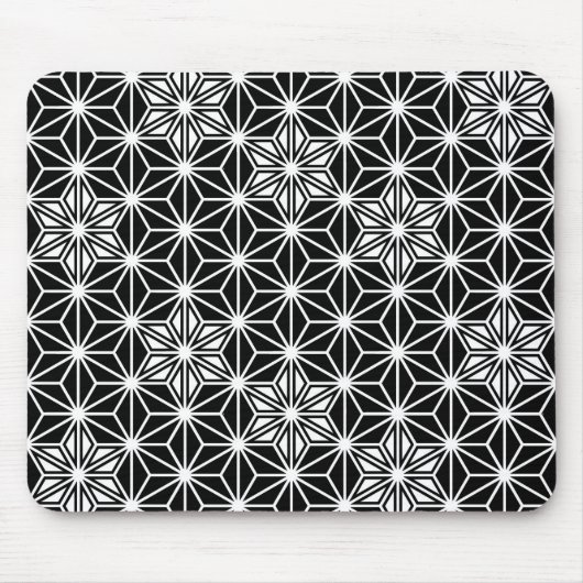 Japanisches Asanoha-Muster - Schwarzweiß Mousepad (Vorne)