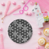 Japanisches Asanoha-Muster - Schwarzweiß Pappteller (Party)