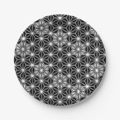 Japanisches Asanoha-Muster - Schwarzweiß Pappteller (Vorderseite)