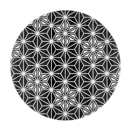 Japanisches Asanoha-Muster - Schwarzweiß Schneidebrett (Vorderseite)