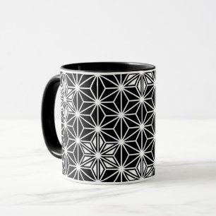 Japanisches Asanoha-Muster - Schwarzweiß Tasse