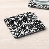 Japanisches Asanoha-Muster - Schwarzweiß Untersetzer (Linke Seite)