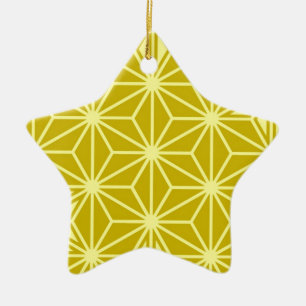 Japanisches Asanoha-Muster - Senfgold Keramikornament