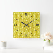 Japanisches Asanoha-Muster - Senfgold Quadratische Wanduhr (Zuhause)