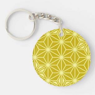 Japanisches Asanoha-Muster - Senfgold Schlüsselanhänger