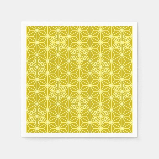 Japanisches Asanoha-Muster - Senfgold Serviette (Vorderseite)