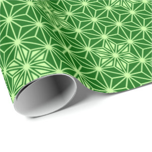 Japanisches Asanoha-Muster, Smaragd und Linse Gree Geschenkpapier