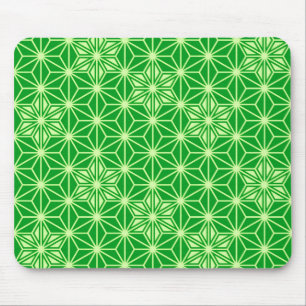 Japanisches Asanoha-Muster - Smaragdgrün Mousepad