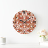 Japanisches Asanoha-Muster - Terrakotta Große Wanduhr (Zuhause)
