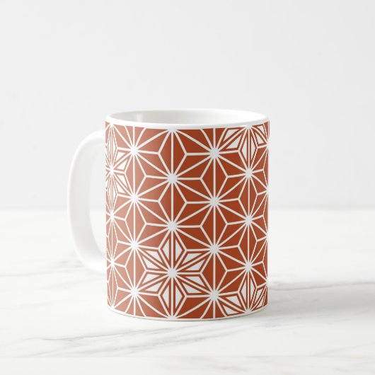Japanisches Asanoha-Muster - Terrakotta Kaffeetasse (Vorderseite Links)
