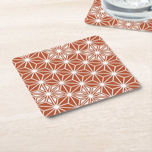 Japanisches Asanoha-Muster - Terrakotta Rechteckiger Pappuntersetzer (angewinkelt)