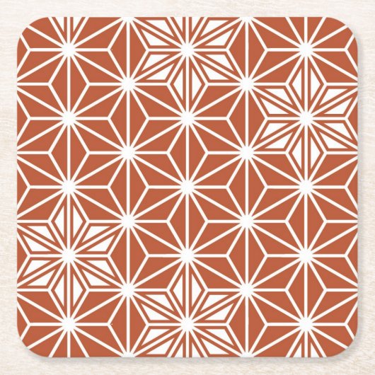 Japanisches Asanoha-Muster - Terrakotta Rechteckiger Pappuntersetzer (Vorderseite)