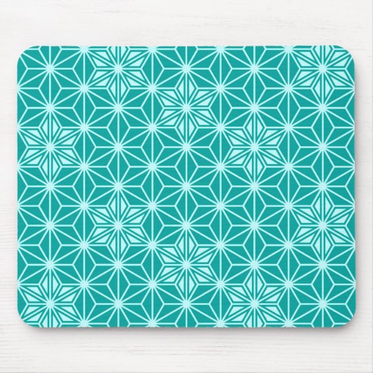 Japanisches Asanoha-Muster - Türkis Mousepad (Vorne)