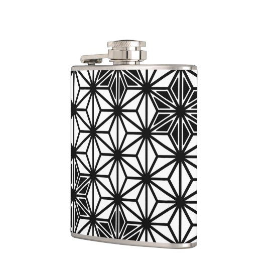 Japanisches Asanoha-Muster - weiß und schwarz Flachmann (Links)