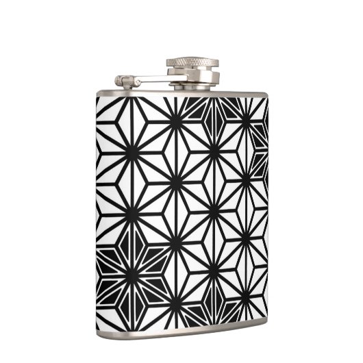 Japanisches Asanoha-Muster - weiß und schwarz Flachmann (Rechts)