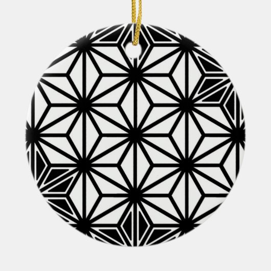 Japanisches Asanoha-Muster - weiß und schwarz Keramikornament (Vorne)