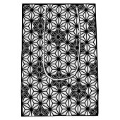 Japanisches Asanoha-Muster - weiß und schwarz Mittlere Geschenktüte (Rückseite)