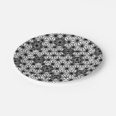 Japanisches Asanoha-Muster - weiß und schwarz Pappteller (Schrägansicht)
