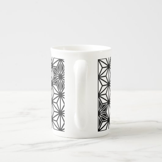 Japanisches Asanoha-Muster - weiß und schwarz Porzellantasse (Rückseite)