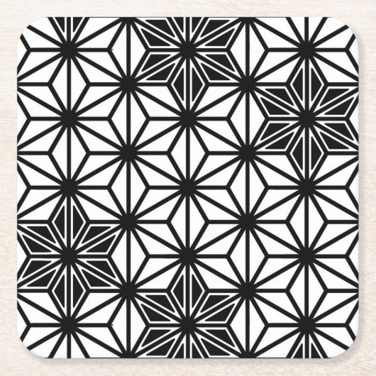 Japanisches Asanoha-Muster - weiß und schwarz Rechteckiger Pappuntersetzer (Vorderseite)