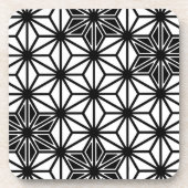 Japanisches Asanoha-Muster - weiß und schwarz Untersetzer (Vorderseite)