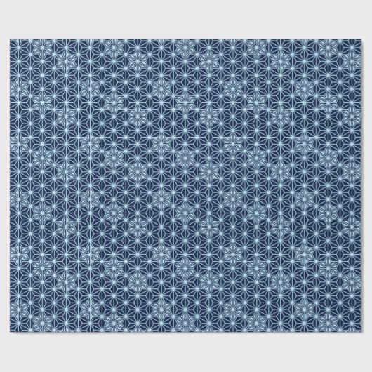Japanisches Asanoha oder Sternmuster, Indigoblau Geschenkpapier (Flach)