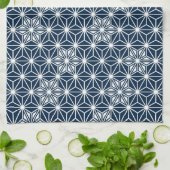 Japanisches Asanoha oder Sternmuster, Indigoblau Handtuch (Gefaltet)