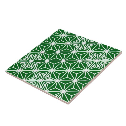 Japanisches Asanoha oder Sternmuster, Piniengrün Fliese (Seite)