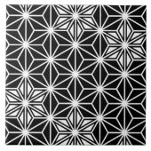 Japanisches Asanoha- oder Sternmuster, Schwarz-Wei Fliese (Vorderseite)