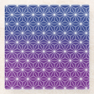 Japanisches Asanoha Traditionelles Print Blue & Li Glasuntersetzer