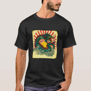 Japanisches ästhetisches rotes Drachen-Symbol Kanj T-Shirt