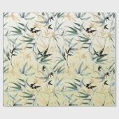 Japanisches Bamboo Gold Green Muster  Geschenkpapier (Flach)