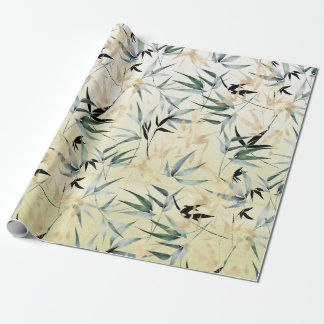 Japanisches Bamboo Gold Green Muster Geschenkpapier