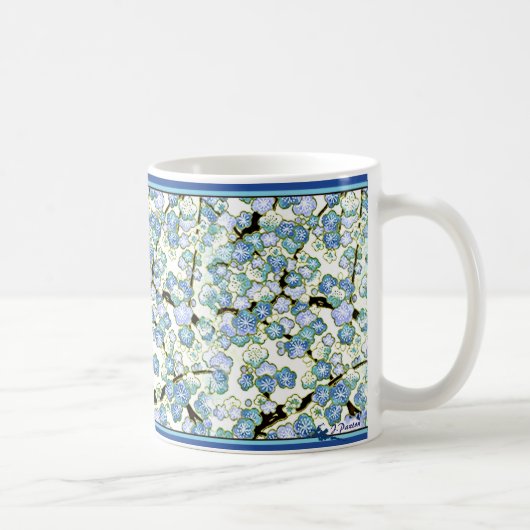 Japanisches blaues Blossums - 11 Unze-Kaffee-Tasse Kaffeetasse (Rechts)